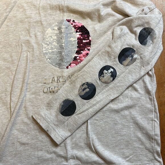 Wonder Nation shirt long sleeve size 4 to 5 cream tan Sequins Moon pink cotton - Picture 1 of 5